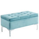 [ Monica Rectangular Storage Ottoman in Teal/Silver ] - Custom Furniture Manufacturer Brampton, Toronto, Vaughan, Mississauga, Ontario, Oakville, Hamilton