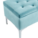 [ Monica Rectangular Storage Ottoman in Teal/Silver ] - Custom Furniture Manufacturer Brampton, Toronto, Vaughan, Mississauga, Ontario, Oakville, Hamilton