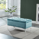 [ Monica Rectangular Storage Ottoman in Teal/Silver ] - Custom Furniture Manufacturer Brampton, Toronto, Vaughan, Mississauga, Ontario, Oakville, Hamilton