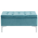 [ Monica Rectangular Storage Ottoman in Teal/Silver ] - Custom Furniture Manufacturer Brampton, Toronto, Vaughan, Mississauga, Ontario, Oakville, Hamilton