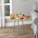 [ Paris Accent Table in Natural with Chrome Legs ] - Custom Furniture Manufacturer Brampton, Toronto, Vaughan, Mississauga, Ontario, Oakville, Hamilton