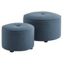 [ Ritu 2pc Round Ottoman set in Blue ] - Custom Furniture Manufacturer Brampton, Toronto, Vaughan, Mississauga, Ontario, Oakville, Hamilton