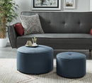 [ Ritu 2pc Round Ottoman set in Blue ] - Custom Furniture Manufacturer Brampton, Toronto, Vaughan, Mississauga, Ontario, Oakville, Hamilton