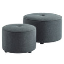 [ Ritu 2pc Round Ottoman set in Grey ] - Custom Furniture Manufacturer Brampton, Toronto, Vaughan, Mississauga, Ontario, Oakville, Hamilton