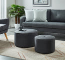 [ Ritu 2pc Round Ottoman set in Grey ] - Custom Furniture Manufacturer Brampton, Toronto, Vaughan, Mississauga, Ontario, Oakville, Hamilton