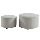[ Ritu 2pc Round Ottoman set in Light Grey ] - Custom Furniture Manufacturer Brampton, Toronto, Vaughan, Mississauga, Ontario, Oakville, Hamilton