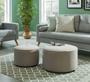[ Ritu 2pc Round Ottoman set in Light Grey ] - Custom Furniture Manufacturer Brampton, Toronto, Vaughan, Mississauga, Ontario, Oakville, Hamilton