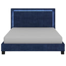 [ Rome Blue Velvet Platform bed With Light ] - Custom Furniture Manufacturer Brampton, Toronto, Vaughan, Mississauga, Ontario, Oakville, Hamilton