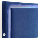 [ Rome Blue Velvet Platform bed With Light ] - Custom Furniture Manufacturer Brampton, Toronto, Vaughan, Mississauga, Ontario, Oakville, Hamilton