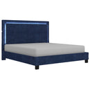 [ Rome Blue Velvet Platform bed With Light ] - Custom Furniture Manufacturer Brampton, Toronto, Vaughan, Mississauga, Ontario, Oakville, Hamilton
