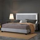 [ Rome Grey Velvet Platform bed With Light ] - Custom Furniture Manufacturer Brampton, Toronto, Vaughan, Mississauga, Ontario, Oakville, Hamilton