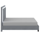 [ Rome Grey Velvet Platform bed With Light ] - Custom Furniture Manufacturer Brampton, Toronto, Vaughan, Mississauga, Ontario, Oakville, Hamilton