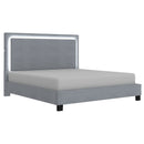 [ Rome Grey Velvet Platform bed With Light ] - Custom Furniture Manufacturer Brampton, Toronto, Vaughan, Mississauga, Ontario, Oakville, Hamilton