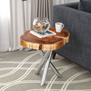 [ Shlok Accent Table in Natural with Chrome Legs ] - Custom Furniture Manufacturer Brampton, Toronto, Vaughan, Mississauga, Ontario, Oakville, Hamilton