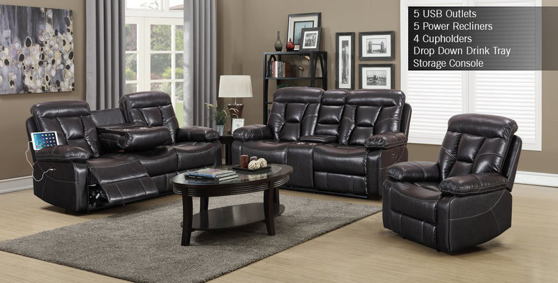 Bellagio Power Recliner Series - Features USB Charging Ports + 5 Reclining Seats