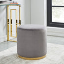 [ Sona Round Ottoman in Grey & Gold ] - Custom Furniture Manufacturer Brampton, Toronto, Vaughan, Mississauga, Ontario, Oakville, Hamilton