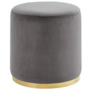 [ Sona Round Ottoman in Grey & Gold ] - Custom Furniture Manufacturer Brampton, Toronto, Vaughan, Mississauga, Ontario, Oakville, Hamilton
