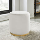 [ Sona Round Ottoman in Ivory & Gold ] - Custom Furniture Manufacturer Brampton, Toronto, Vaughan, Mississauga, Ontario, Oakville, Hamilton