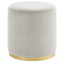 [ Sona Round Ottoman in Ivory & Gold ] - Custom Furniture Manufacturer Brampton, Toronto, Vaughan, Mississauga, Ontario, Oakville, Hamilton