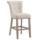 [ Velma 26'' Counter Stool, set of 2, in Beige with Vintage Oak Legs ] - Custom Furniture Manufacturer Brampton, Toronto, Vaughan, Mississauga, Ontario, Oakville, Hamilton