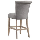 [ Velma 26'' Counter Stool, set of 2, in Grey with Vintage Oak Legs ] - Custom Furniture Manufacturer Brampton, Toronto, Vaughan, Mississauga, Ontario, Oakville, Hamilton