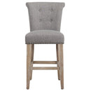 [ Velma 26'' Counter Stool, set of 2, in Grey with Vintage Oak Legs ] - Custom Furniture Manufacturer Brampton, Toronto, Vaughan, Mississauga, Ontario, Oakville, Hamilton