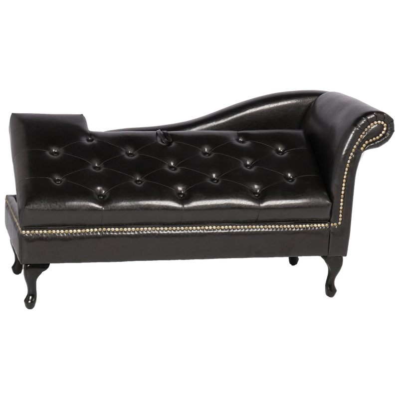 Chaise lounge with tufting, Nail heads and Storage - Furniture Warehouse Brampton